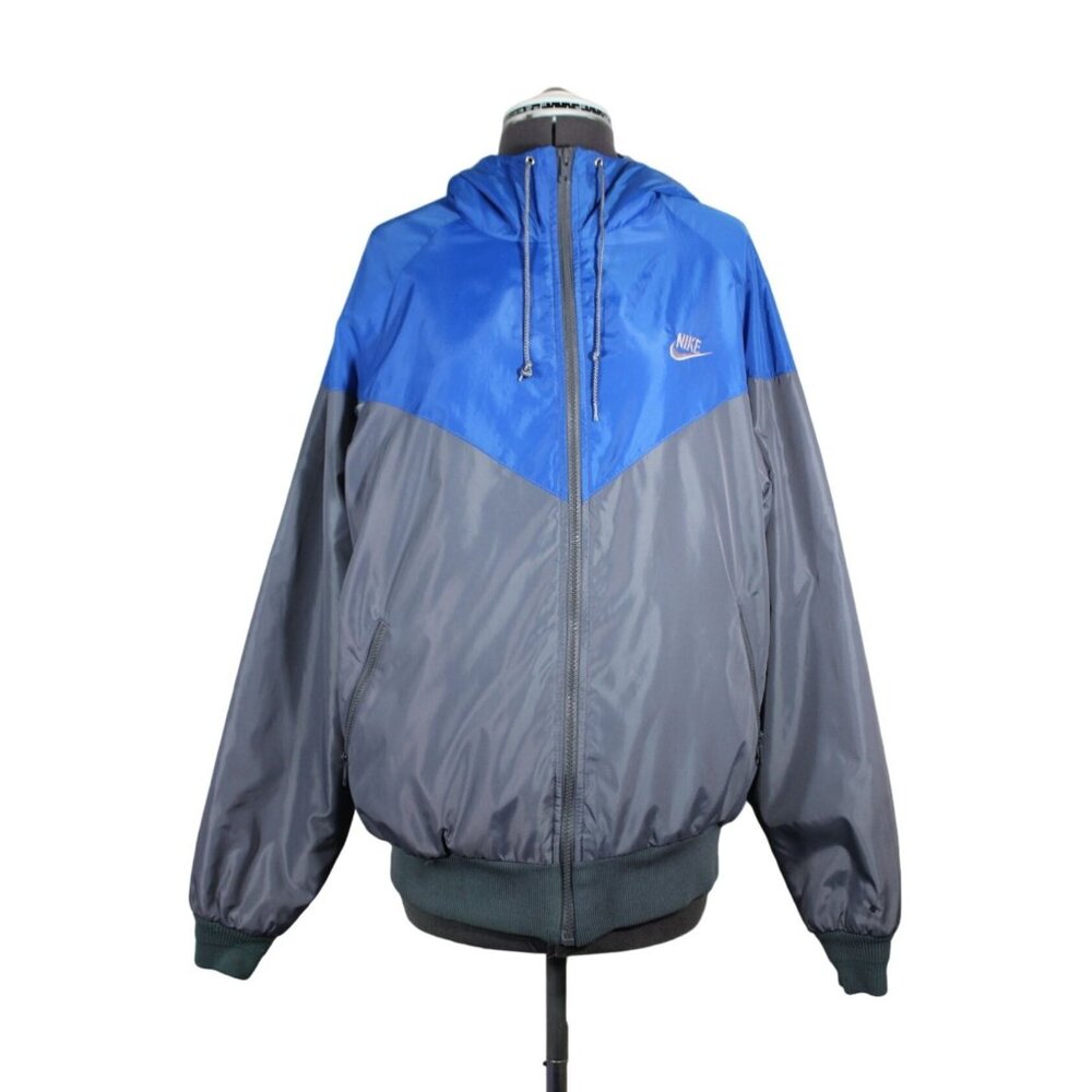 Nike vintage blanket flannel lined color block full zip hooded track jacket‎ L